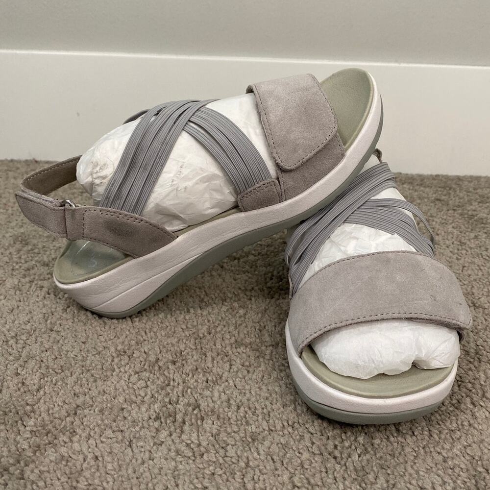New Ara HighSoft Gray Leather Comfort Sandals Women's EU 37 Adjustable